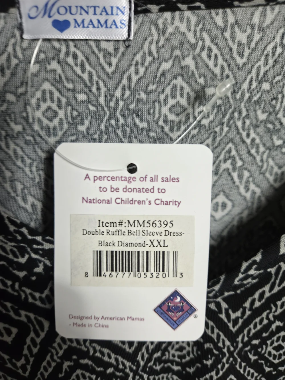 Mountain Mamas Double Ruffle Bell Sleeve Dress Tunic - Black Diamond - XXL - NWT - Picture 5 of 6